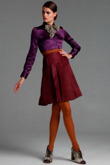 D&G Burgundy Silk Organza Pleated Skirt - Lyst