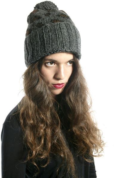 Eugenia Kim Eve Knit Beanie in Gray (leopard) - Lyst