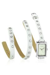 Forzieri Nina - White Leather Wrap Bracelet Watch