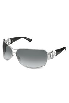 Giorgio Armani Cutout Logo Temple Metal Rectangular Sunglasses - Lyst