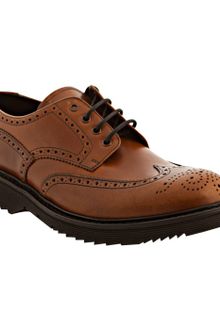 Prada Ocra Leather Rubber Lug Wing-tip Oxfords - Lyst