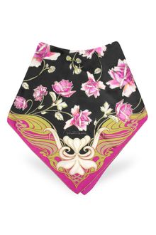 Roberto Cavalli Shimmering Floral Signature Silk Square Scarf - Lyst