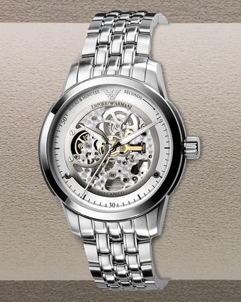 Emporio Armani Automatic Skeleton Bracelet Watch - Lyst
