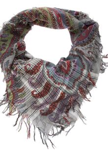 Etro Paisley/check Fringed Scarf - Lyst
