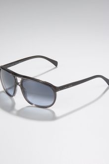 Giorgio Armani Round Plastic Aviator Sunglasses, Dark Gray - Lyst