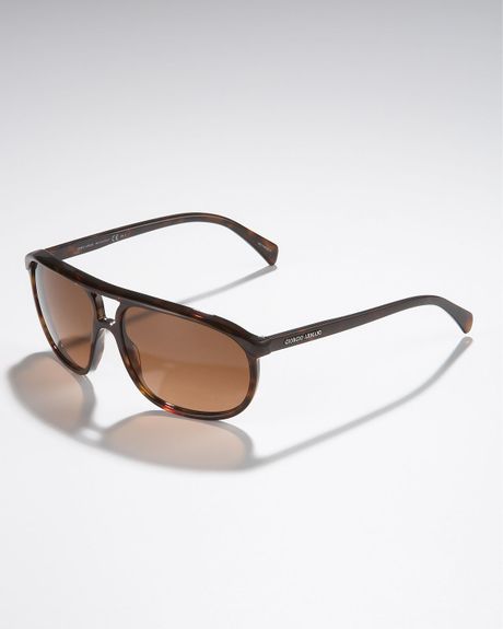 Giorgio Armani Round Plastic Aviator Sunglasses, Dark Havana in Brown for Men - Lyst