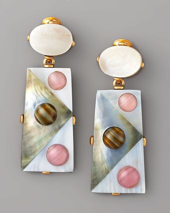 Oscar de la Renta Pearly Geometric Earrings - Lyst