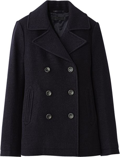 Uniqlo Women Wool Pea Coat in Blue (navy) | Lyst