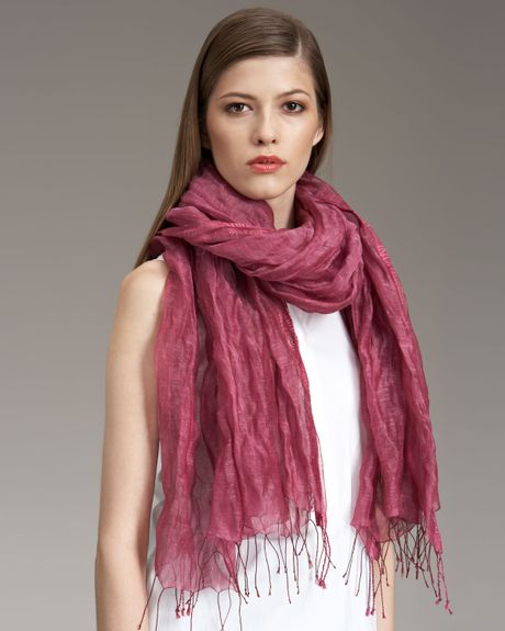 Giorgio Armani Crinkled Gauze Scarf in Purple (fuchsia) - Lyst