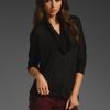 Lanston Split Cowl Neck Top in Black - Lyst
