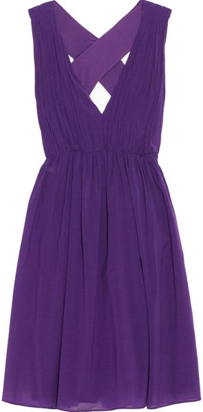 Alice + Olivia Caprice Pleated Cottonblend Dress in Purple - Lyst