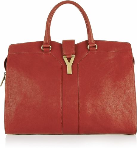 Yves Saint Laurent Cabas Chyc Leather Tote in Red - Lyst