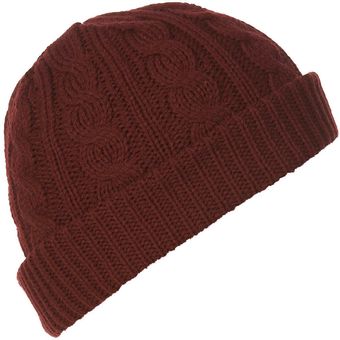 Topman Burgundy Cable Beanie Hat - Lyst