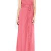 Alberta Ferretti Oneshoulder Lacetrimmed Silkchiffon Gown in Pink (coral) - Lyst