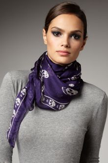 Alexander McQueen Skull-print Chiffon Scarf - Lyst