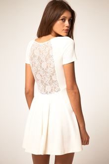 ASOS Collection Asos Lace Back Dress with Skater Skirt - Lyst