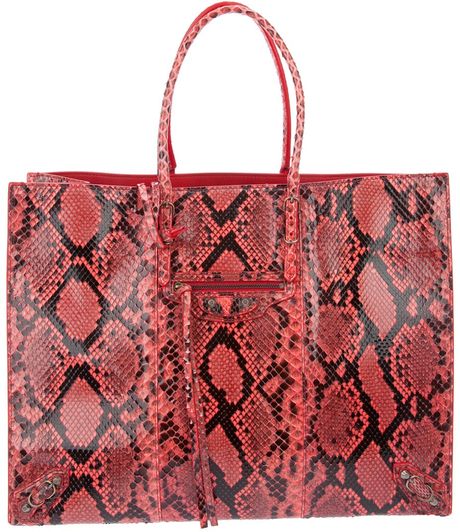 Balenciaga Python Skin Papier A4 Bag in Red - Lyst