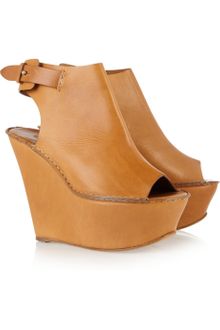 Chloé Peep-toe Leather Wedges - Lyst