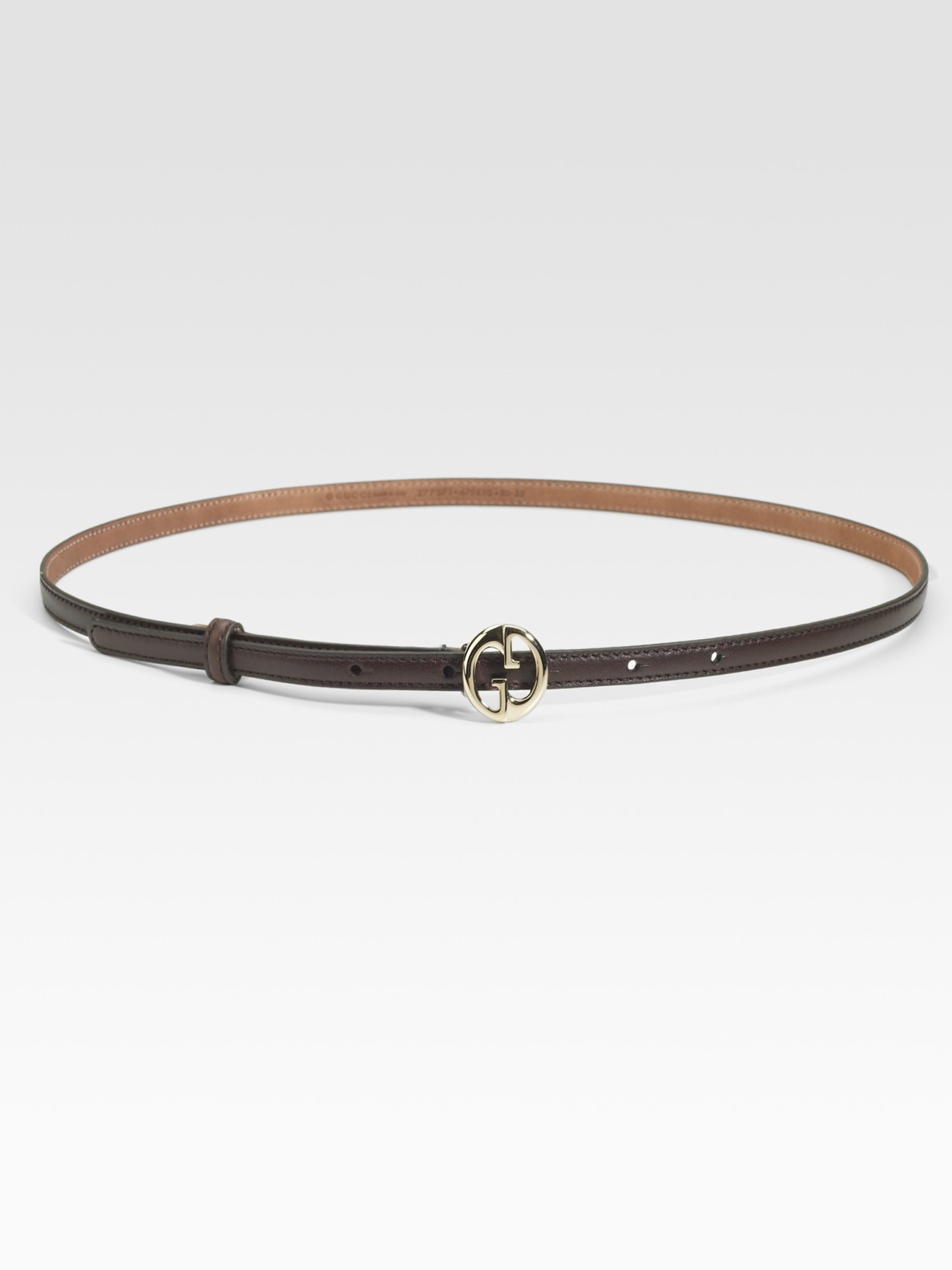 Gucci Skinny Gg Leather Belt in Brown (cocoa) | Lyst