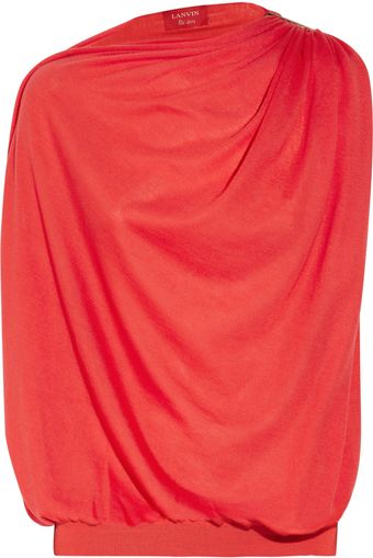 Lanvin Gathered Fine-knit Cashmere Top - Lyst