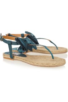 Lanvin Satin Bow Flat Espadrille Sandals - Lyst