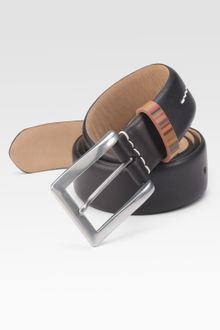 Paul Smith Stripe-trim Leather Belt - Lyst