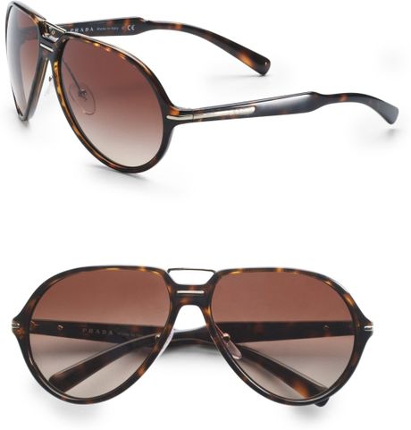 Prada Acetate Aviator Sunglasses in Brown for Men - Lyst