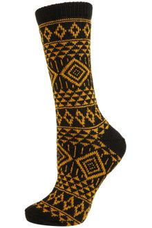 Topshop Black Aztec Chunky Socks - Lyst