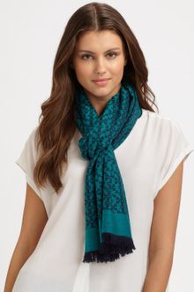 Tory Burch Wool All-Over Logo Scarf - Lyst