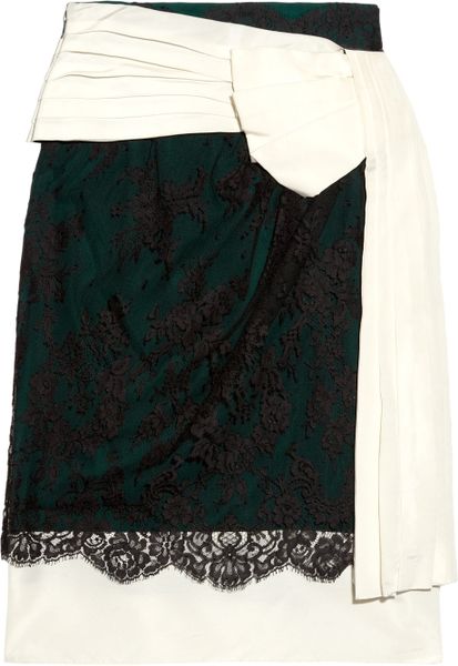 Valentino Crepe and Pleated Twill Skirt in Black - Lyst