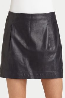 Vince Pleated Lambskin Leather Mini Skirt - Lyst