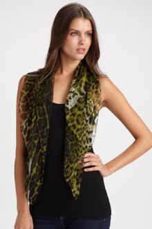 Yves Saint Laurent Silk Leopard Print Scarf - Lyst