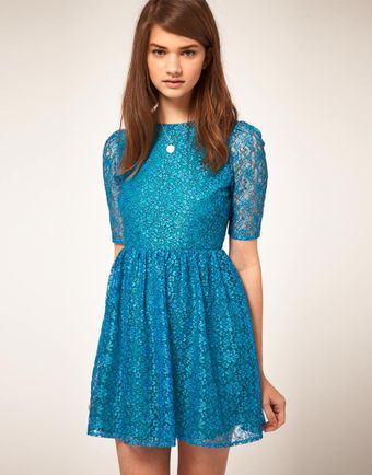 Asos Lace Waisted Dress with Contrast Lining 