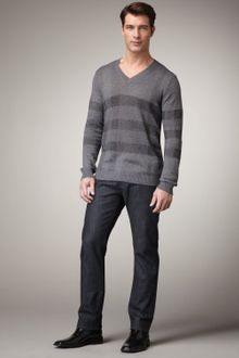 Burberry Check V-neck Sweater - Lyst