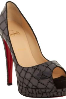 Christian Louboutin Grey Patent Leather Sobek 140 Mosaic Peep Toe Pumps - Lyst
