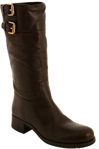  Sport Ebony Leather Double Buckle Boots 