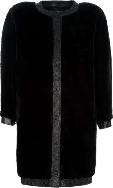 Louis Feraud Vintage Shearling Coat in Black - Lyst
