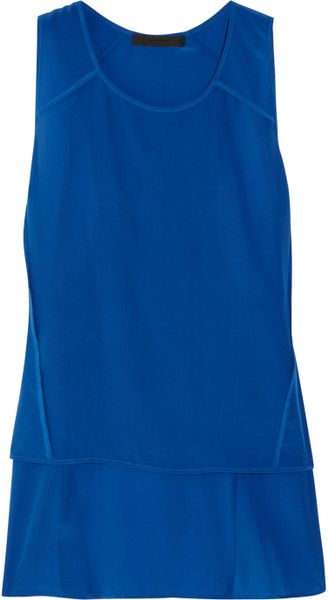 Alexander Wang Enzyme Racerback Silk Tank in Blue (azure) - Lyst