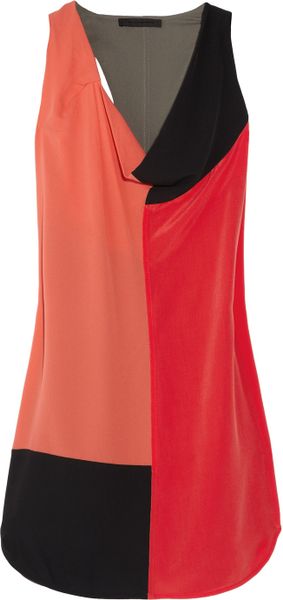  Color-block Silk Crepe De Chine Dress 