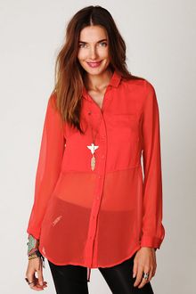 Free People Sheer Buttondown Tunic - Lyst
