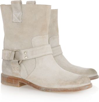  Distressed Suede Biker Boots 