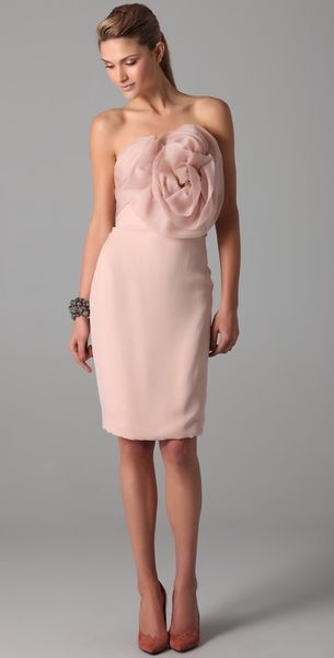 Marchesa Strapless Dress with Draped Organza Bodice - Lyst