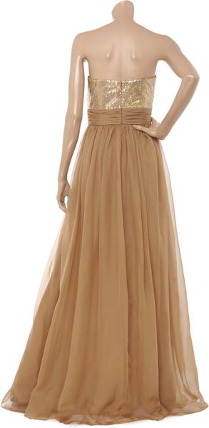 badgley mischka gold sequin gown