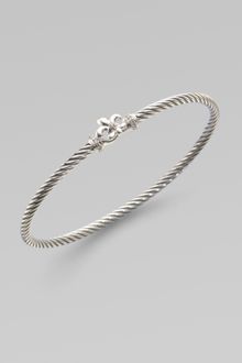 David Yurman Diamond Accented Fleur De Lis Bangle Bracelet - Lyst