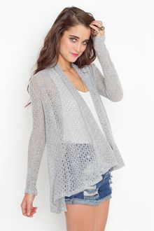 Nasty Gal Holey Knit Cardi - Gray - Lyst