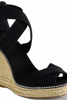 Tory Burch Adonis - Black Canvas Espadrille Wedge Sandal - Lyst