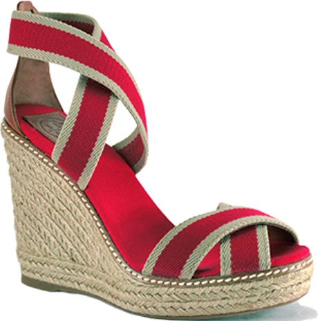 tory burch red wedges