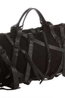 Alexander Wang Black Suede Kirsten Leather Buckle Satchel - Lyst