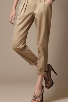 Burberry Brit Pleat Front Cotton Chinos - Lyst