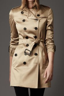 Burberry Cotton Sateen Trench Coat - Lyst
